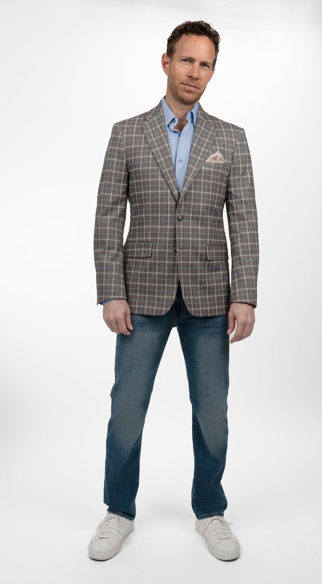 Duchamp London Brown Windowpane Sportcoat