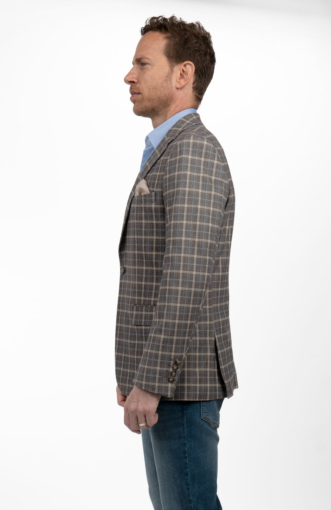 Duchamp London Brown Windowpane Sportcoat