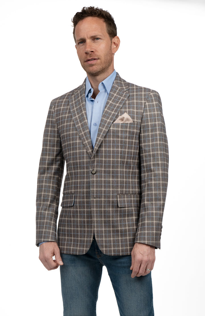 Duchamp London Brown Windowpane Sportcoat