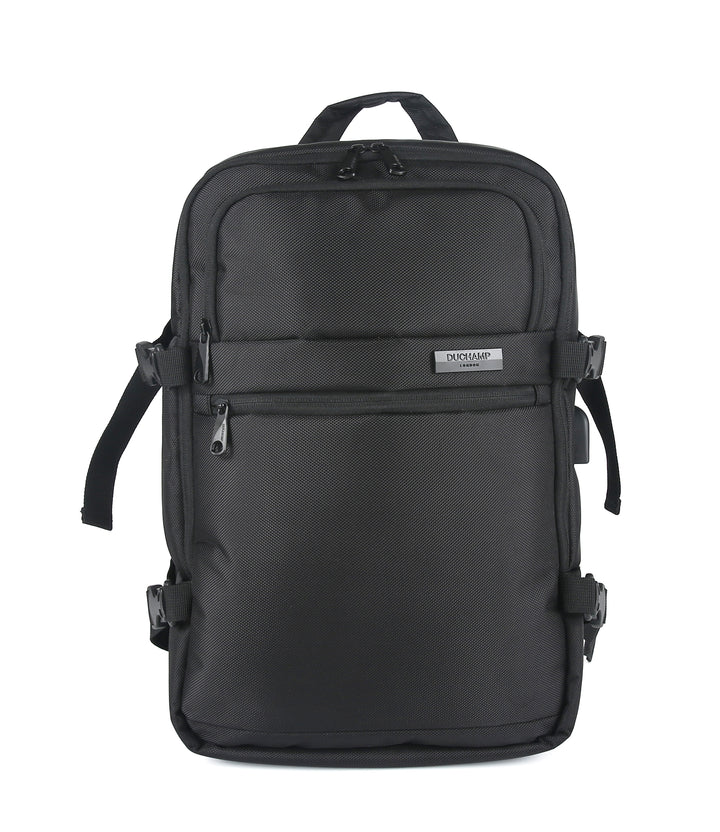 Getaway Expandable Carry-On Black Ballistic Nylon Backpack Suitcase by Duchamp London