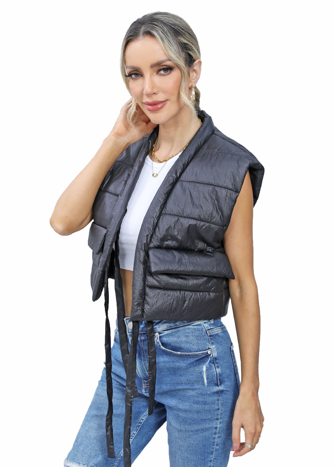 Roffe Cropped Puffer Vest