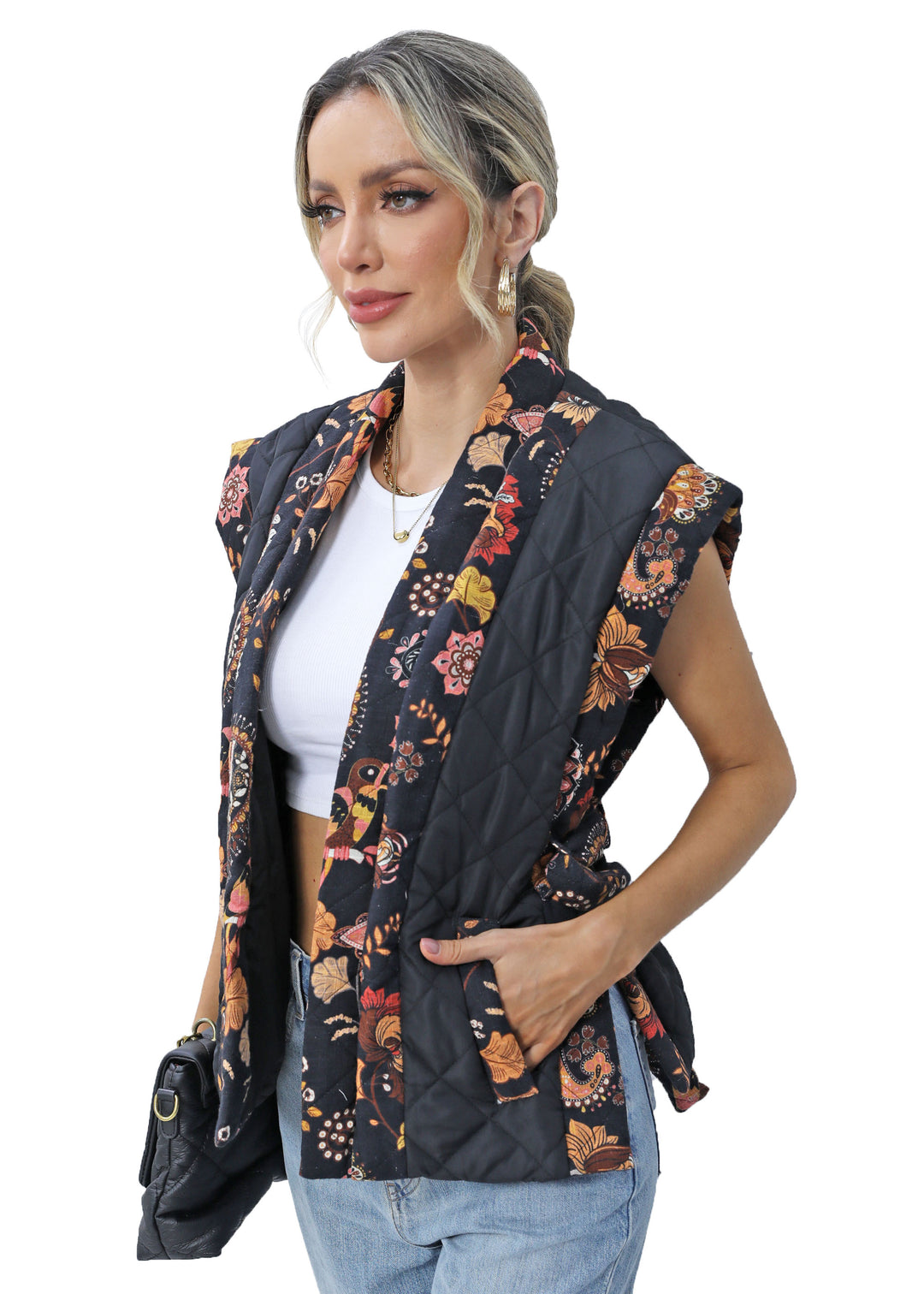 Roffe Floral Quilted Vest