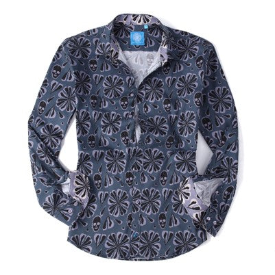 Herman & Murray Charcoal Floral Printed Long Sleeve Casual Shirt – SHOP ...