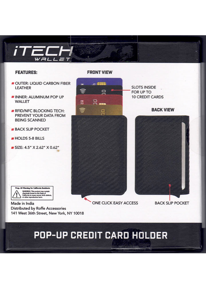 I-Tech Pop Up Wallet W/Bill Pockets