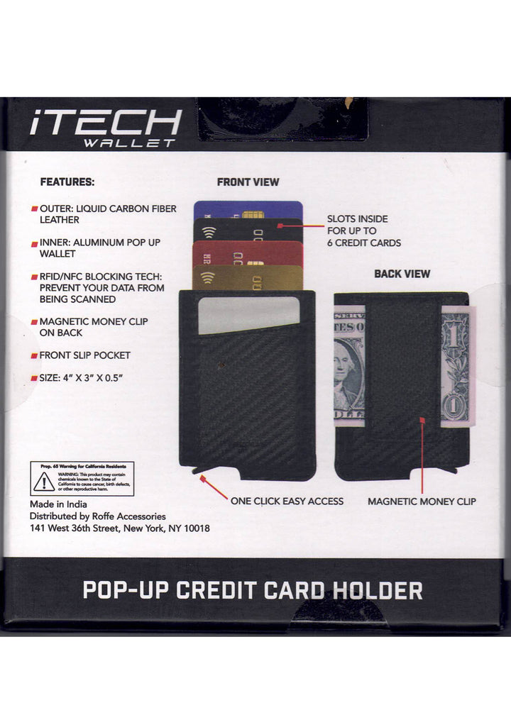 I-Tech Pop Up Wallet W/Magnetic Money Clip
