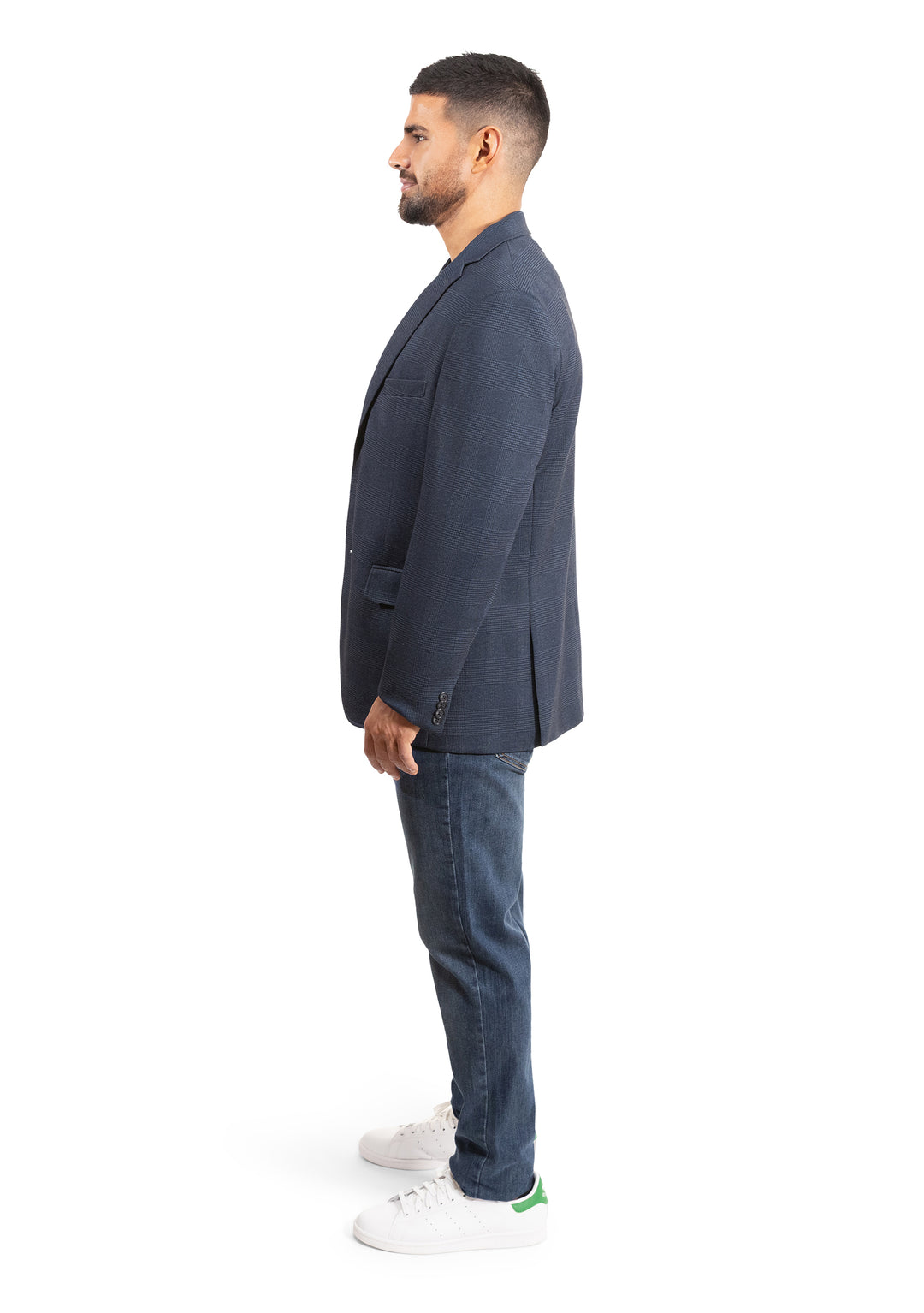 Lucky Brand Navy Heather Glen Plaid Knit Sportcoat