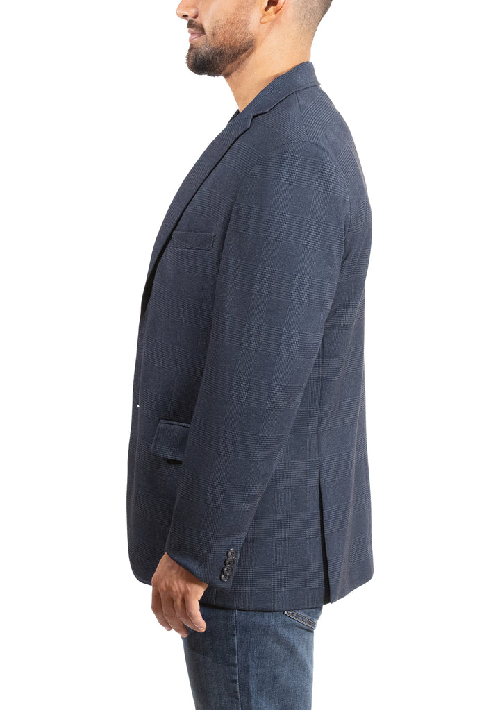 Lucky Brand Navy Heather Glen Plaid Knit Sportcoat