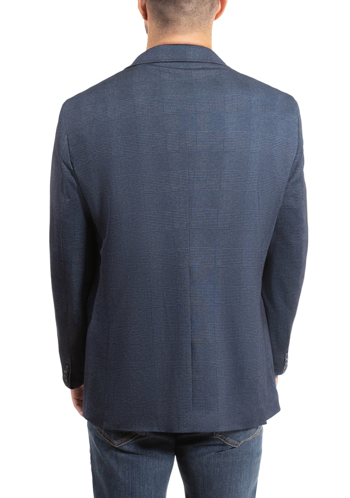 Lucky Brand Navy Heather Glen Plaid Knit Sportcoat