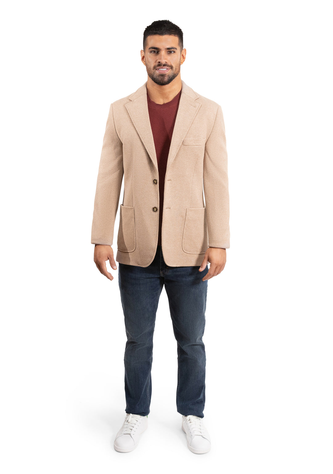 Lucky Brand Camel Brushed Rib Knit Sportcoat