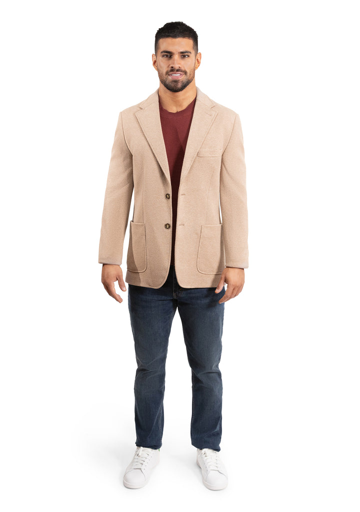 Lucky Brand Camel Brushed Rib Knit Sportcoat