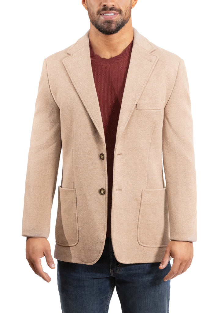 Lucky Brand Camel Brushed Rib Knit Sportcoat