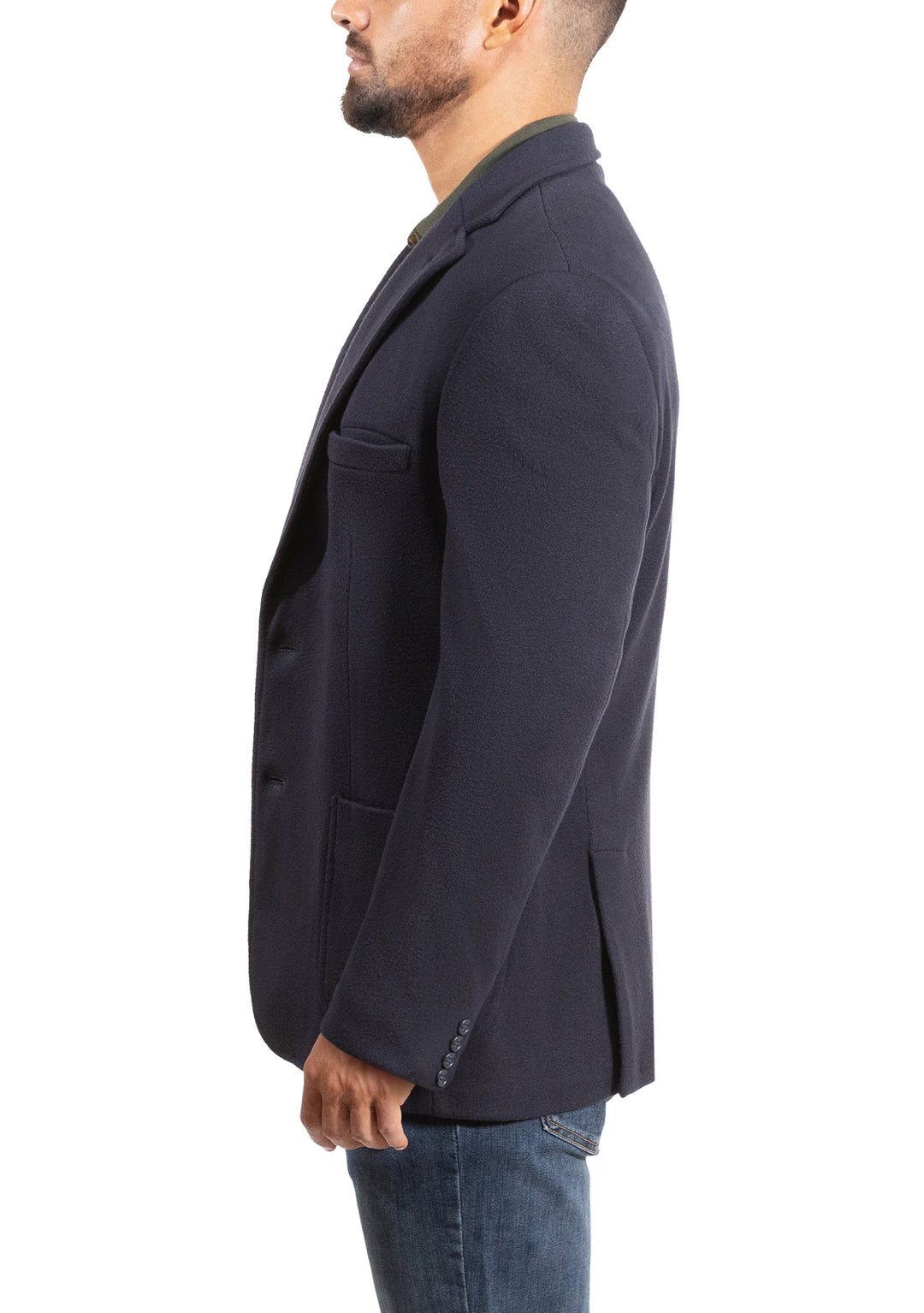 Lucky Brand Navy Brushed Rib Knit Sportcoat