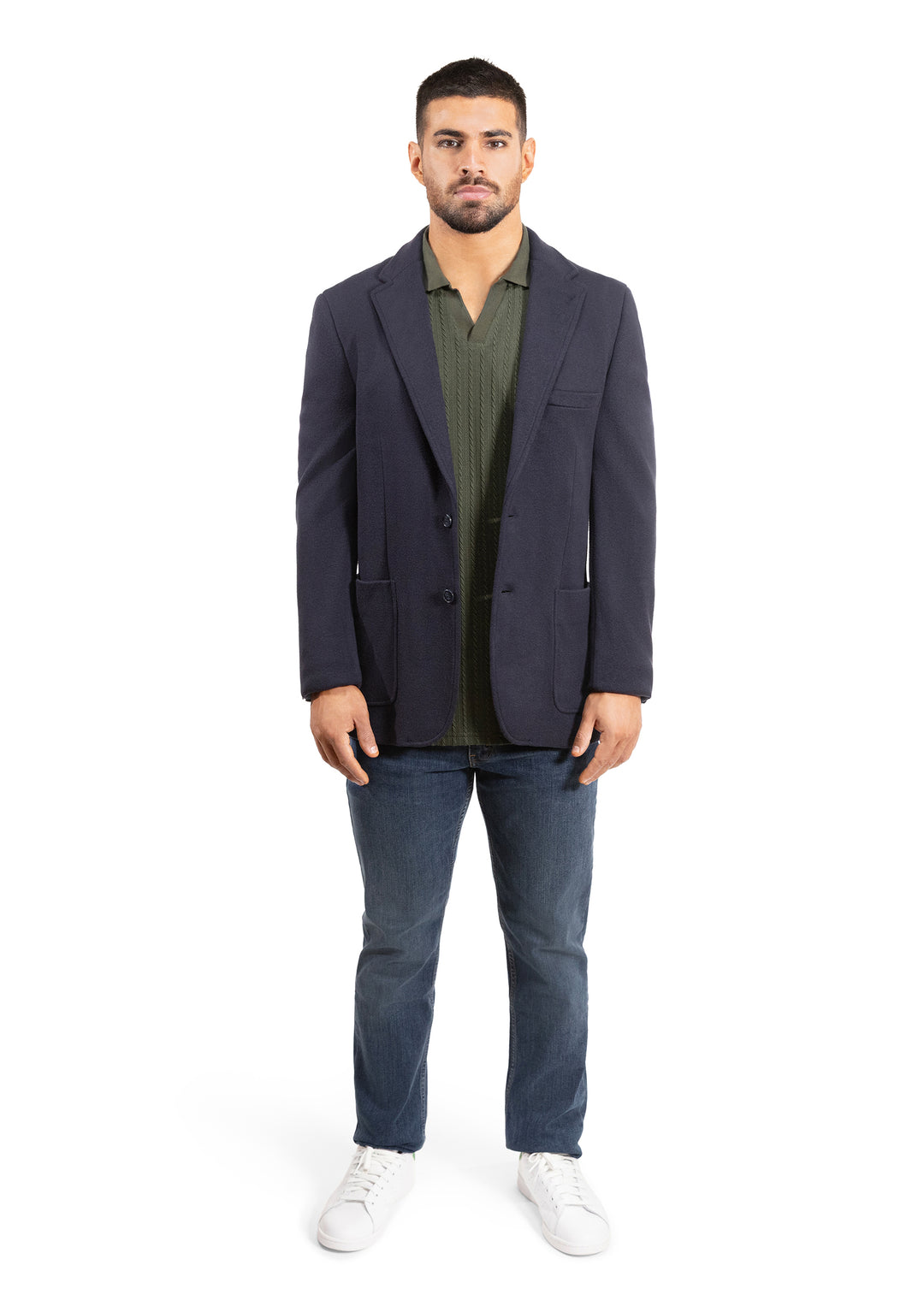 Lucky Brand Navy Brushed Rib Knit Sportcoat