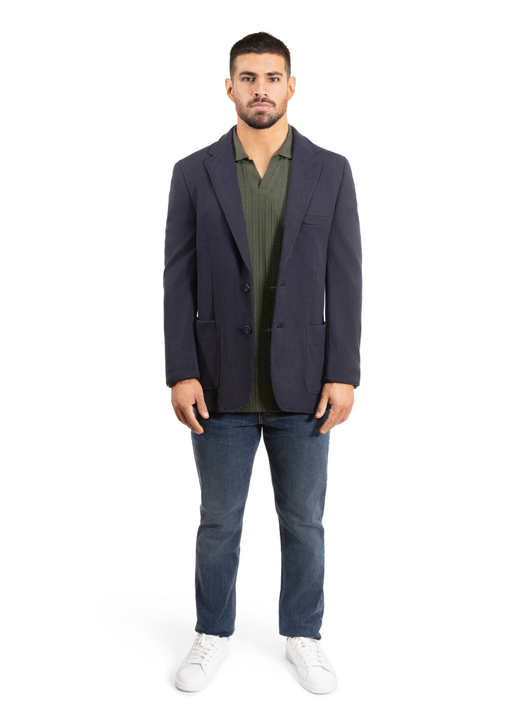 Lucky Brand Navy Brushed Rib Knit Sportcoat
