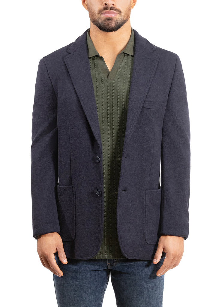 Lucky Brand Navy Brushed Rib Knit Sportcoat
