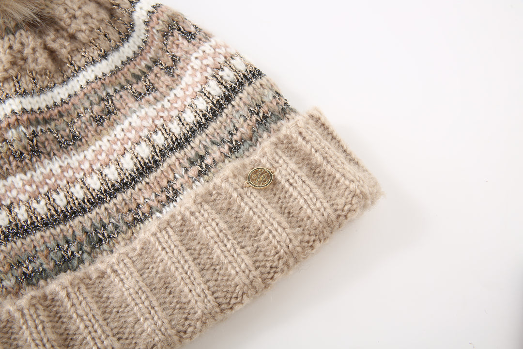 Ted Baker London Women's Fair Isle Knit Beige Beanie