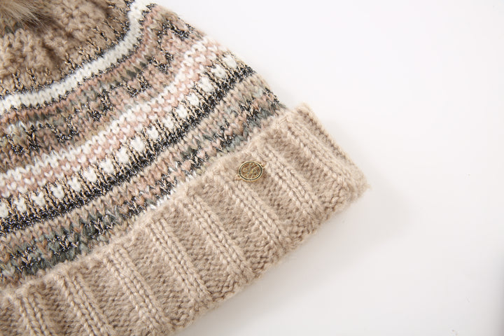 Ted Baker London Women's Fair Isle Knit Beige Beanie