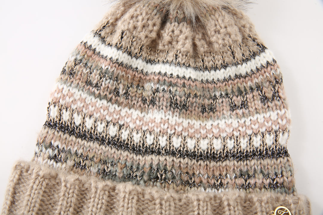 Ted Baker London Women's Fair Isle Knit Beige Beanie
