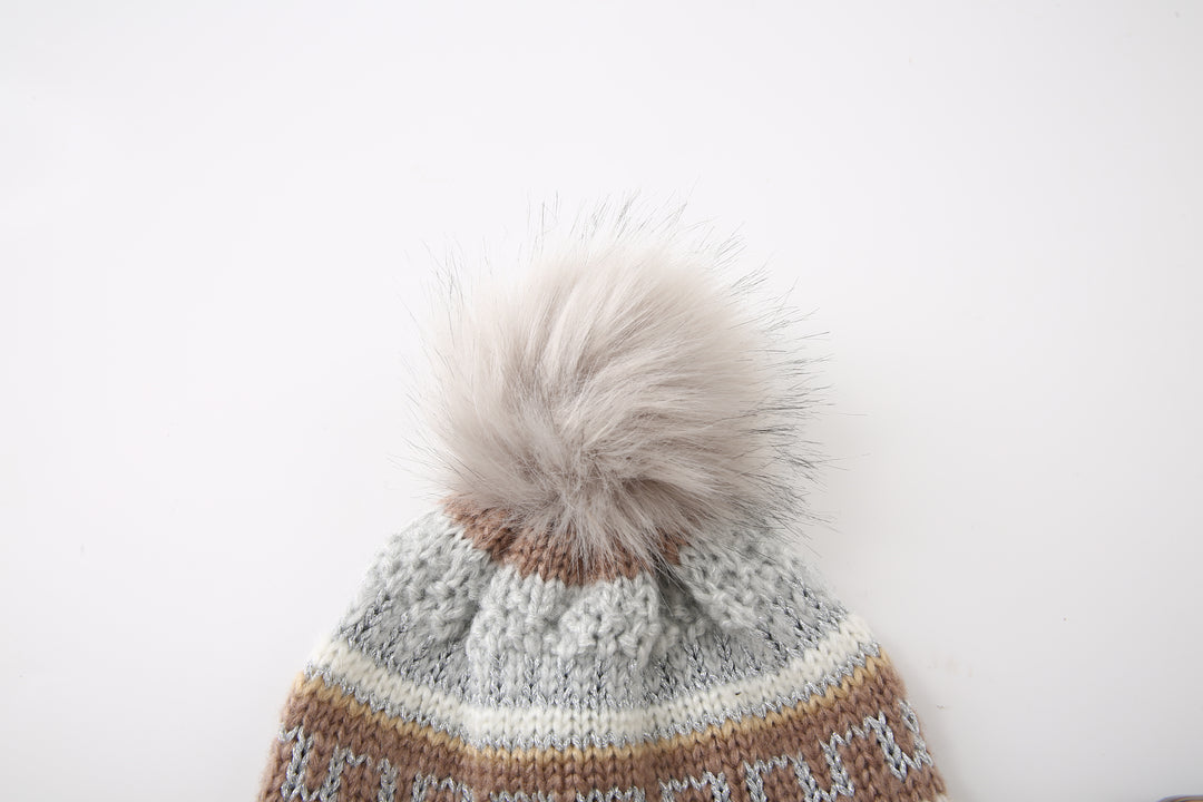 Ted Baker London Women's Fair Isle Knit Grey Beanie