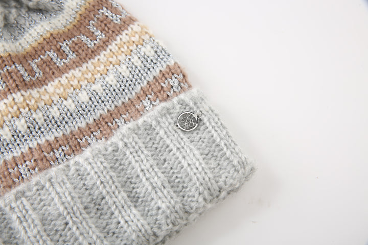 Ted Baker London Women's Fair Isle Knit Grey Beanie