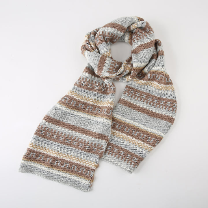 Ted Baker London Women's Fair Isle Knit Grey Scarf