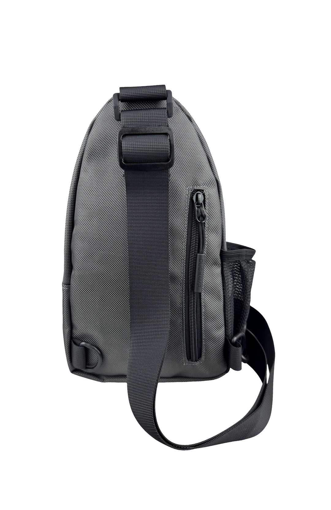 Duchamp London Grey Nylon Sling Bag with Double Zipper front
