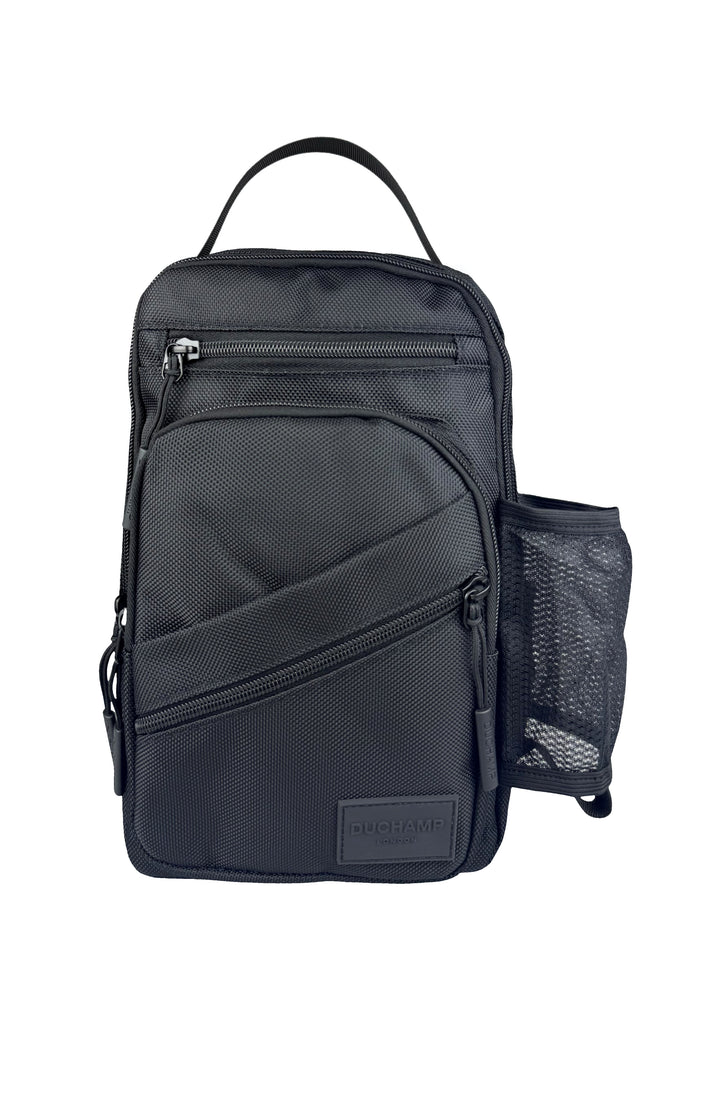 Duchamp London Black Nylon Sling Bag with Front Zipper