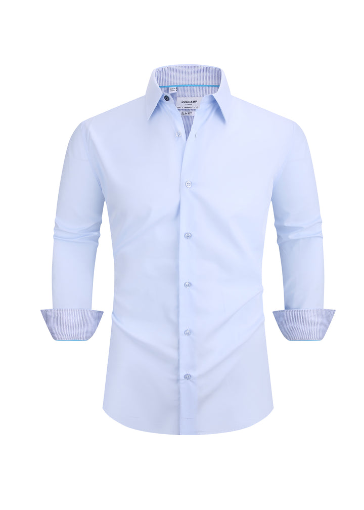 Duchamp London Solid Blue Dress Shirt