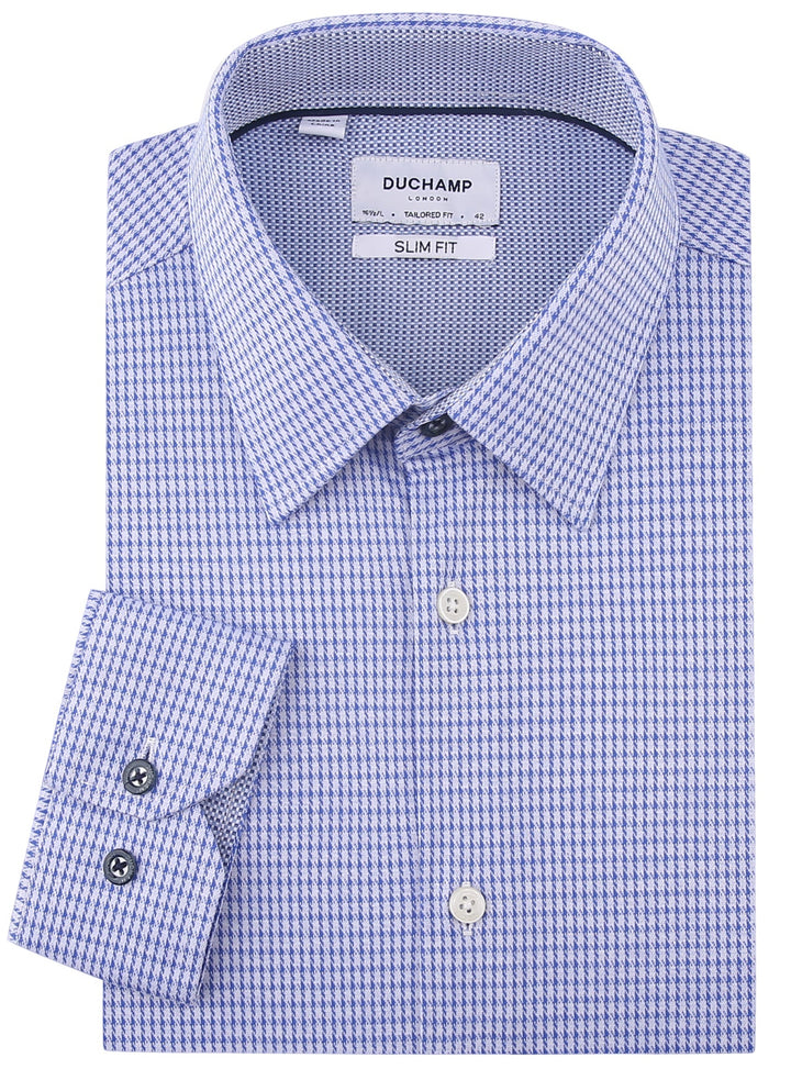 Duchamp London Blue Check Dress Shirt