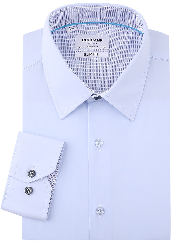 Duchamp London Solid Blue Dress Shirt