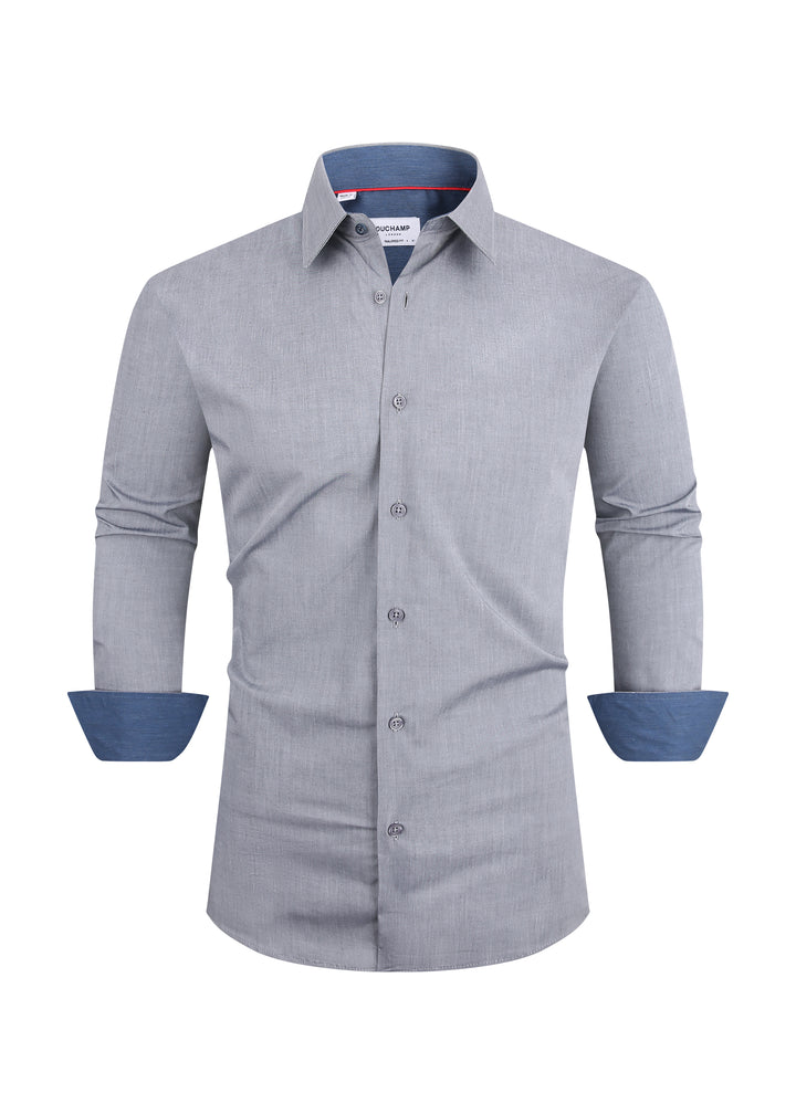 Duchamp London Grey Solid Dress Shirt