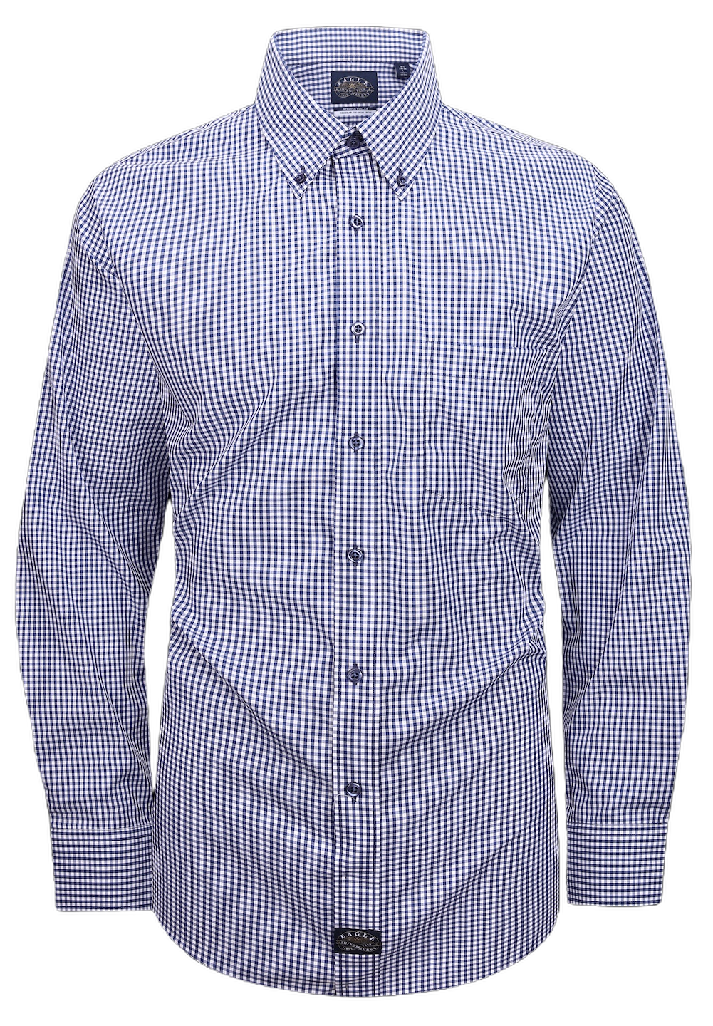 Eagle Iron Free Navy Large Check Button Down Collar Dress Shirt