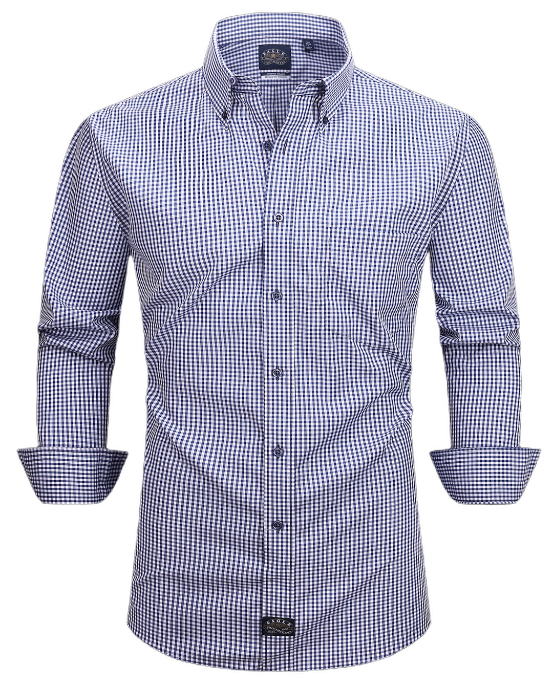Eagle Iron Free Navy Large Check Button Down Collar Dress Shirt