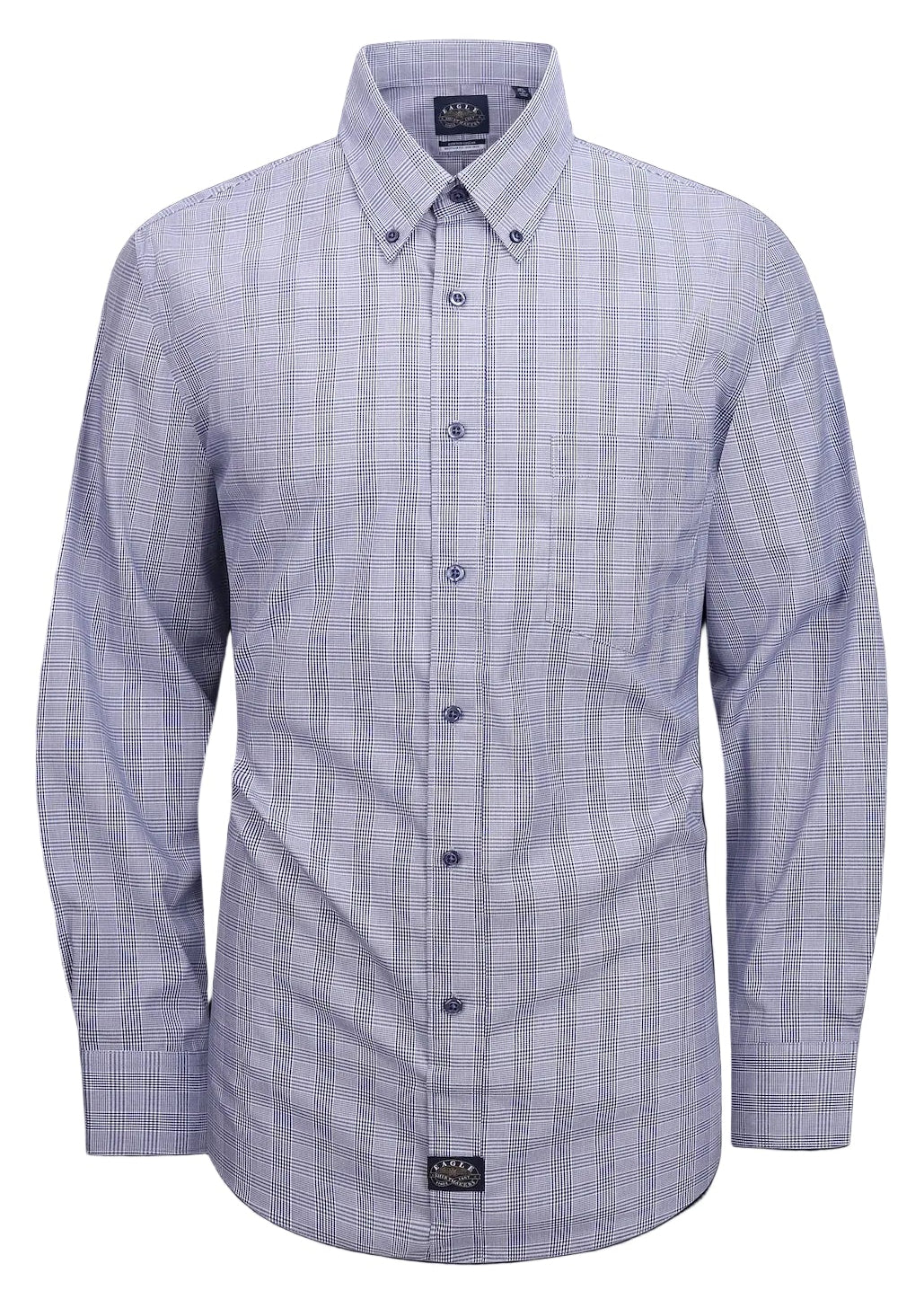 Eagle Iron Free Navy Plaid Button Down Collar Dress Shirt