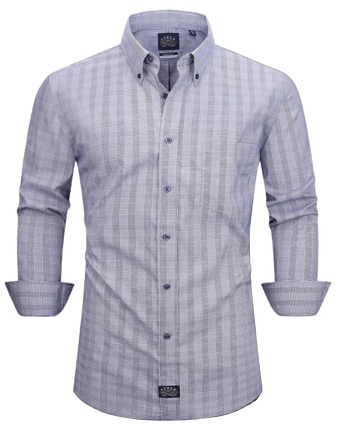 Eagle Iron Free Navy Plaid Button Down Collar Dress Shirt