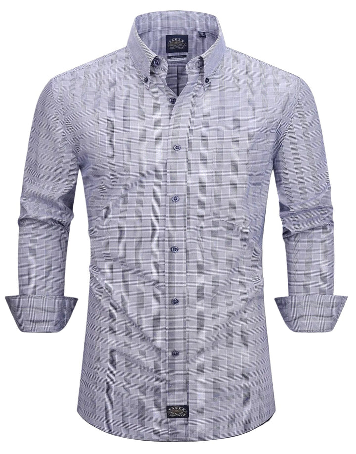 Eagle Iron Free Navy Plaid Button Down Collar Dress Shirt