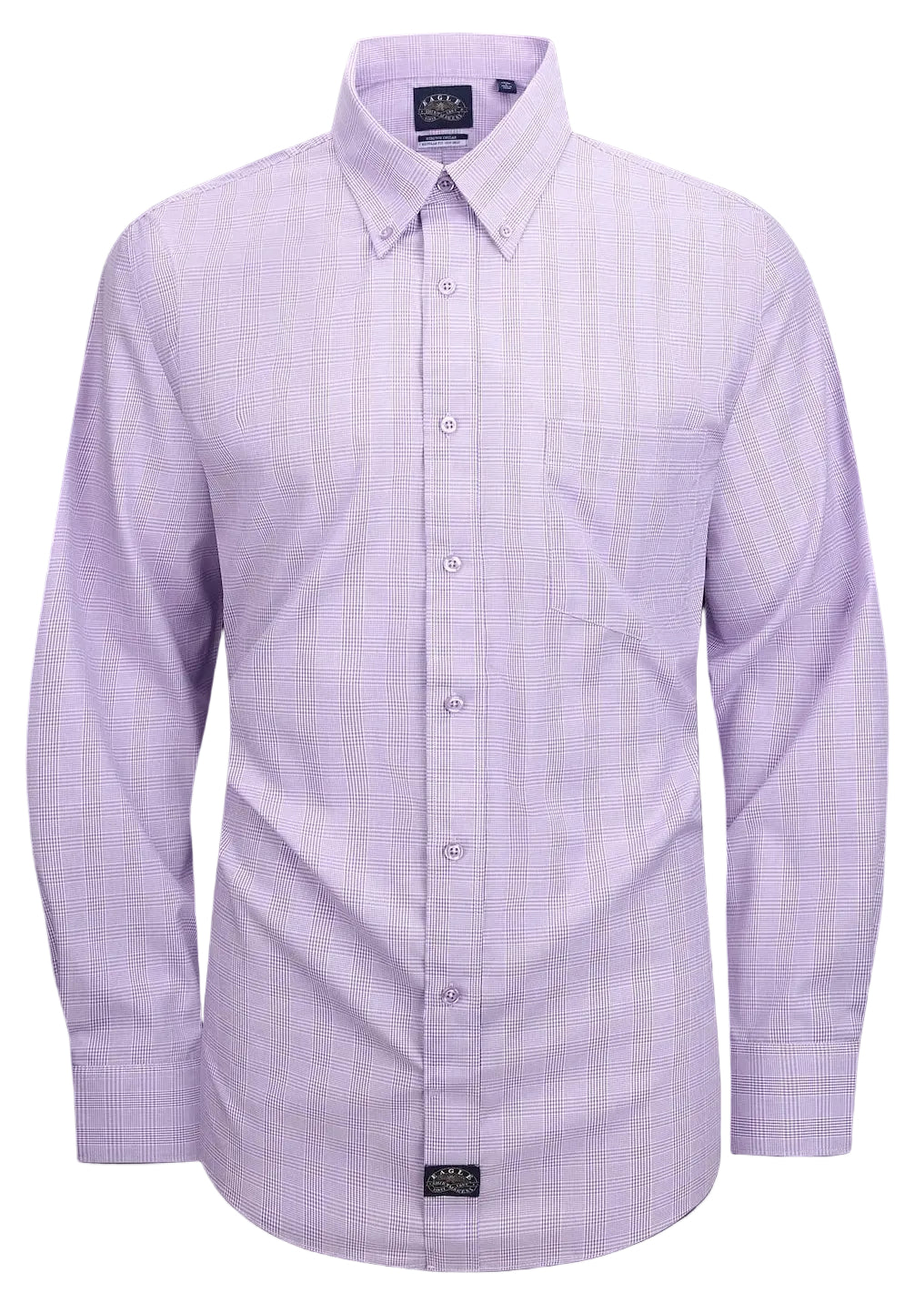 Eagle Iron Free Purple Plaid Button Down Collar Dress Shirt