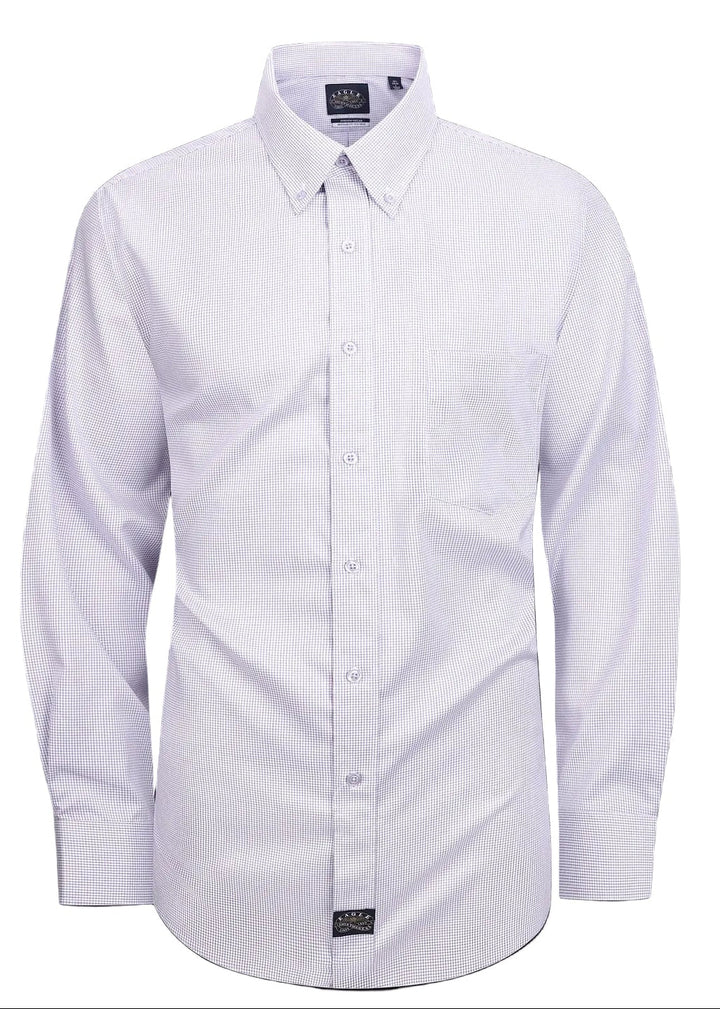Eagle Iron Free Purple Check Button Down Collar Dress Shirt