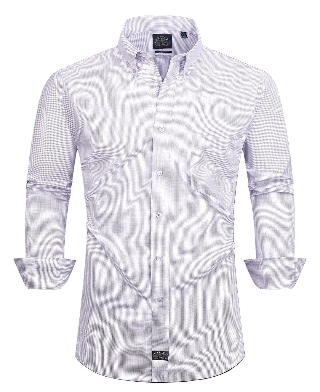 Eagle Iron Free Purple Check Button Down Collar Dress Shirt