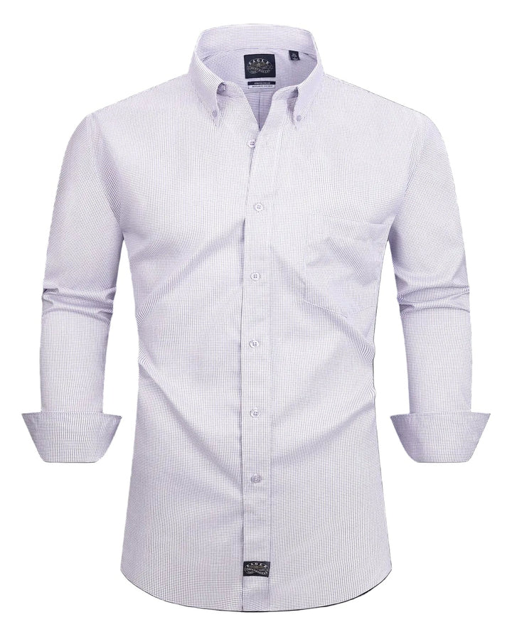 Eagle Iron Free Purple Check Button Down Collar Dress Shirt