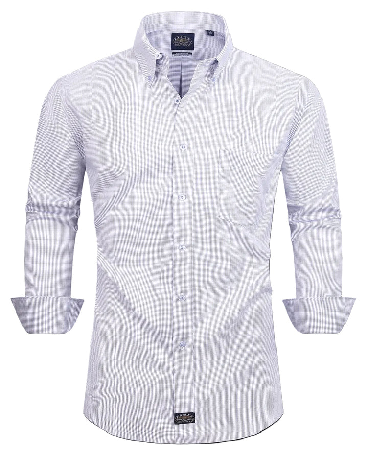 Eagle Iron Free Navy Check Button Down Collar Dress Shirt