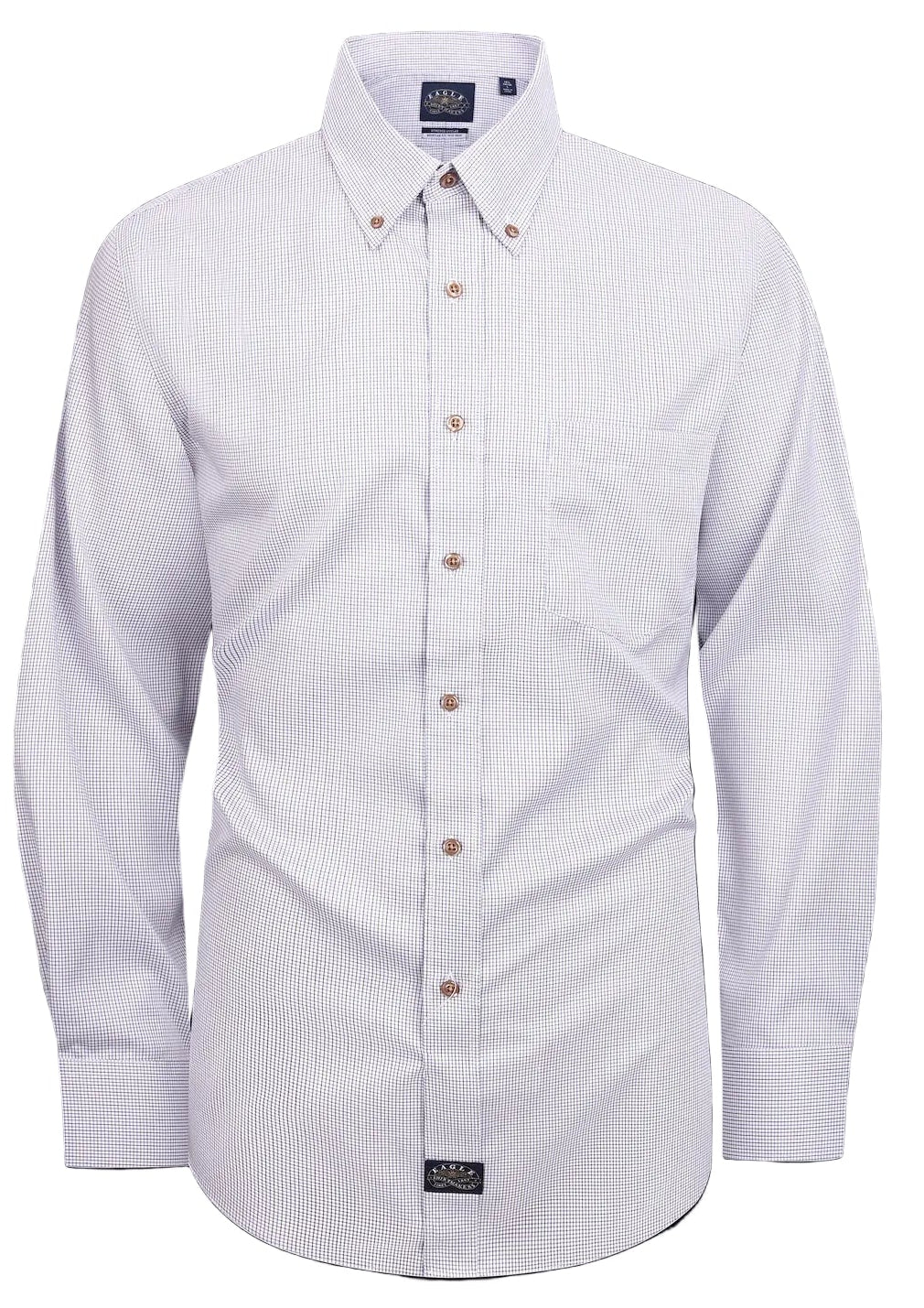 Eagle Iron Free Brown and Blue Check Button Down Collar Dress Shirt