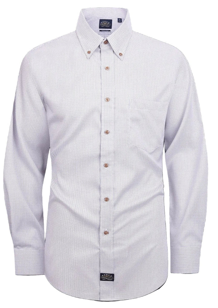 Eagle Iron Free Brown and Blue Check Button Down Collar Dress Shirt