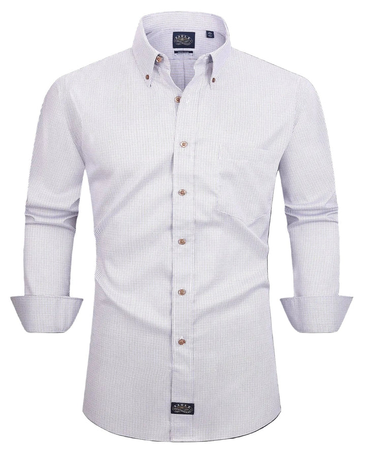 Eagle Iron Free Brown and Blue Check Button Down Collar Dress Shirt
