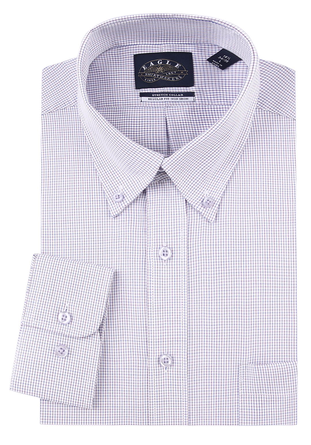Eagle Iron Free Purple Check Button Down Collar Dress Shirt