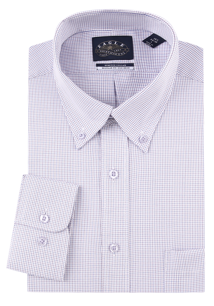 Eagle Iron Free Purple Check Button Down Collar Dress Shirt