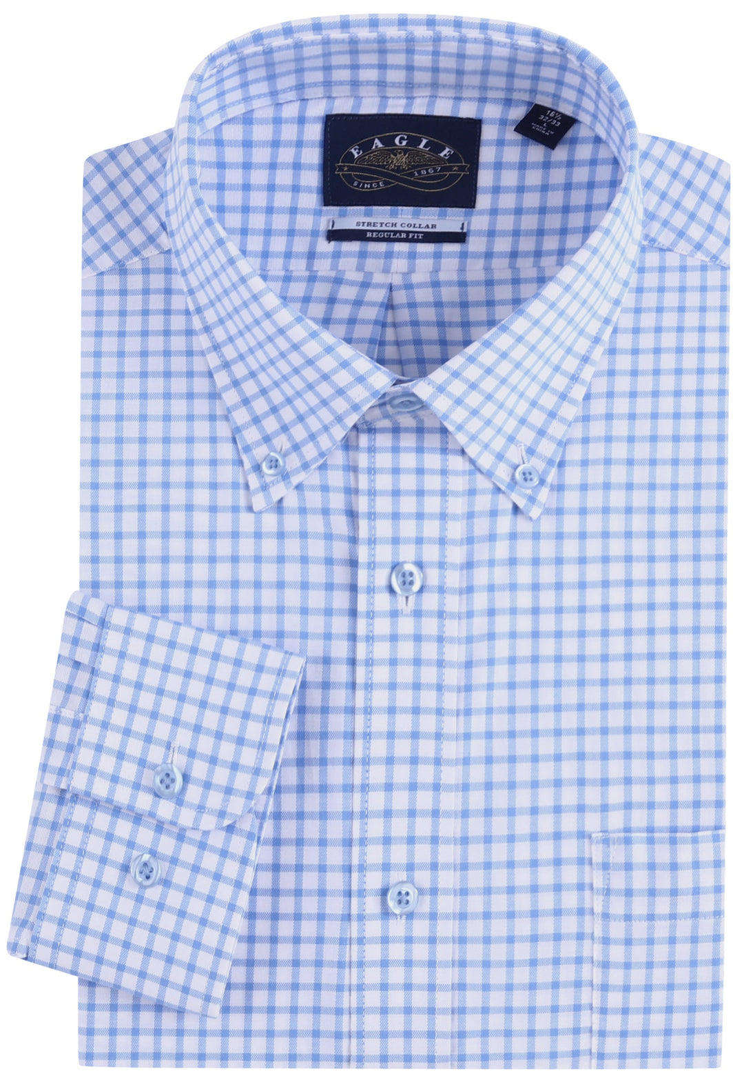 Eagle Stretch Neck Gingham Poplin Shirt 18 36/37 / Blue Eagle Stretch Neck Gingham Poplin Shirt 18 36/37 / Blue