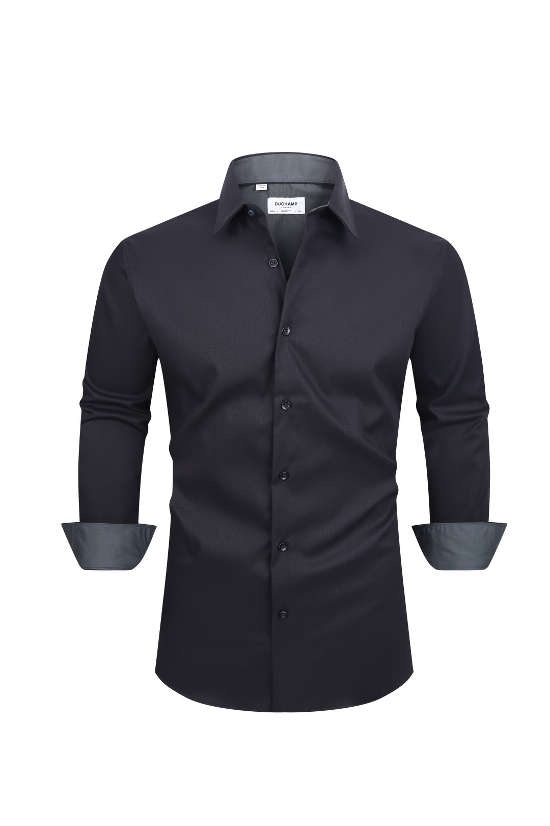 Duchamp London Black Solid Dress Shirt