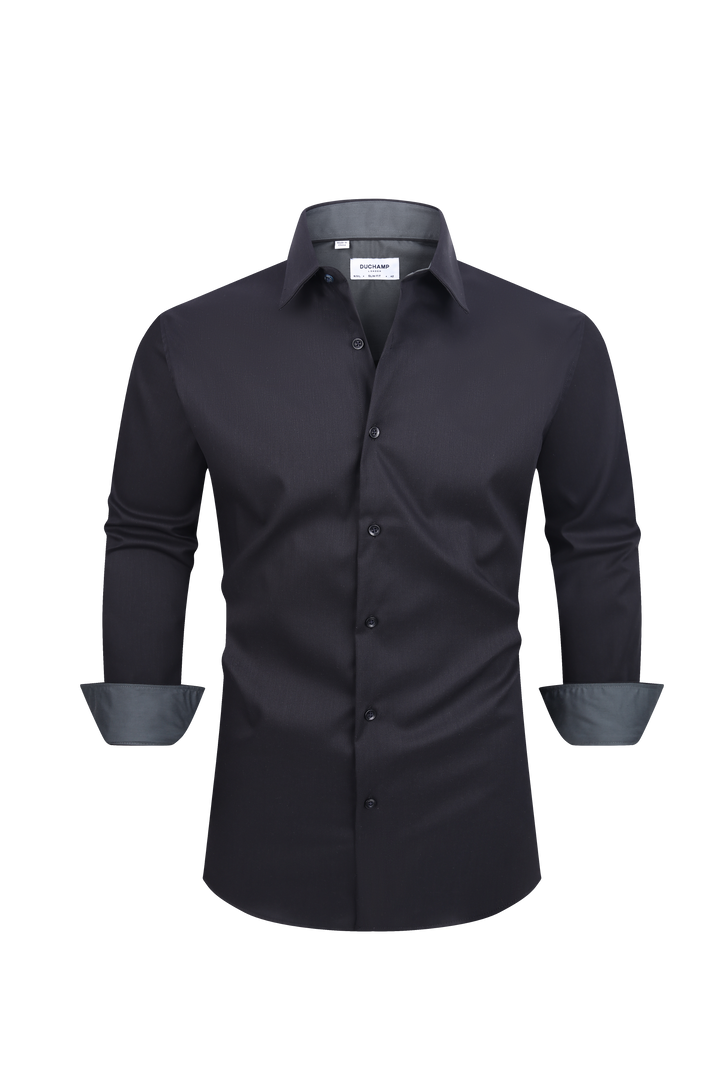 Duchamp London Black Solid Dress Shirt