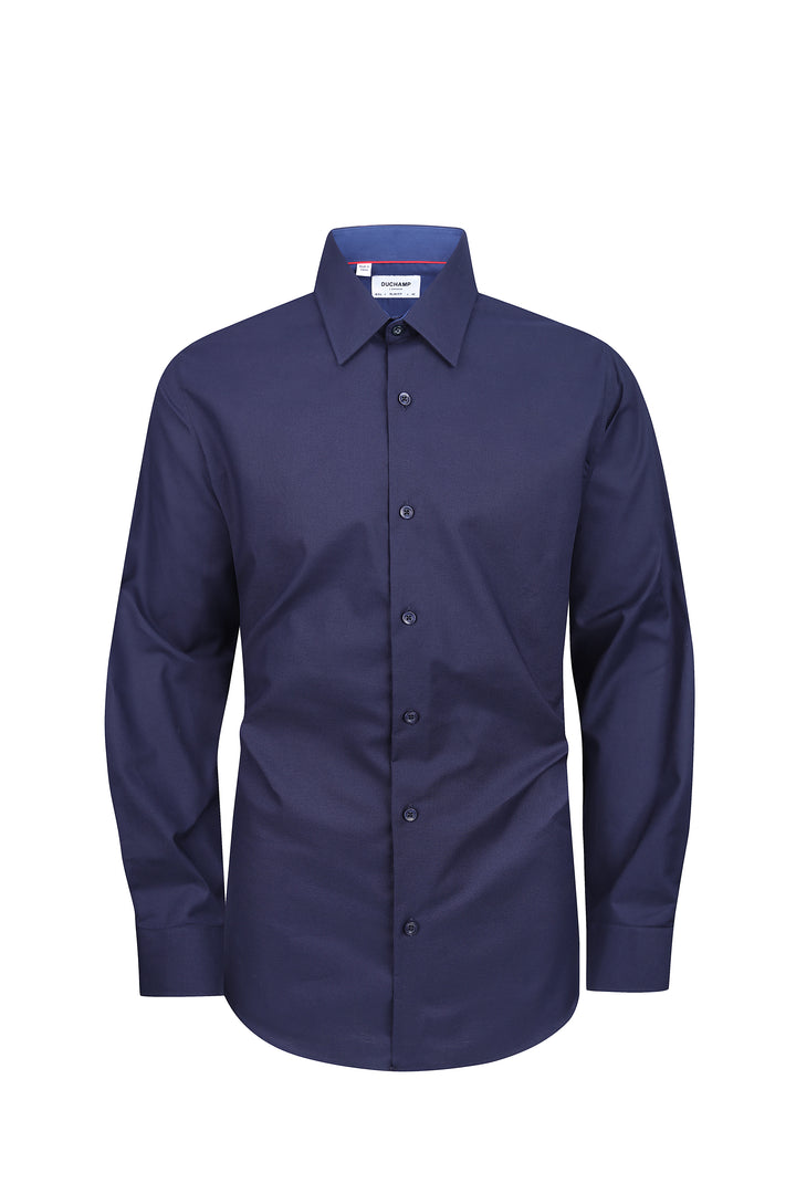 Duchamp London Navy Solid Dress Shirt